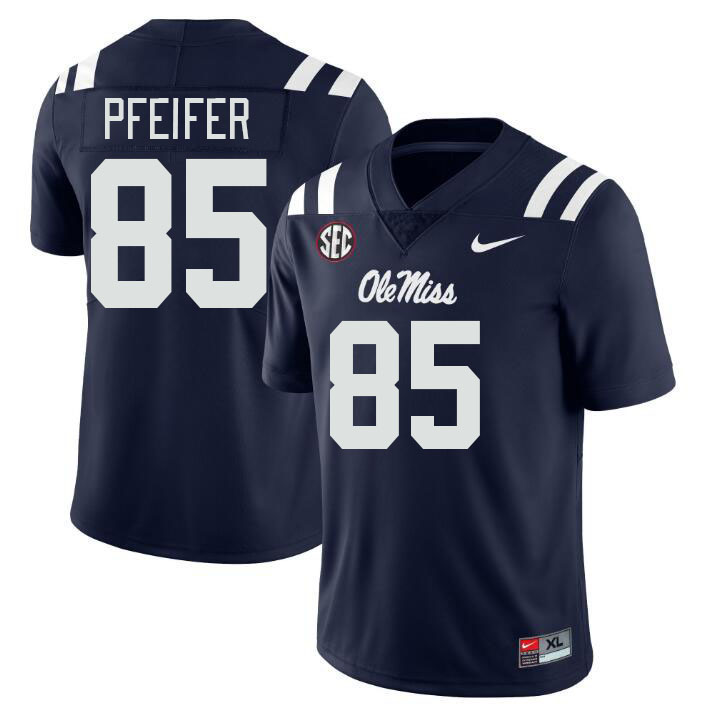 Men #85 Joshua Pfeifer Ole Miss Rebels College Football Jerseys Stitched-Navy